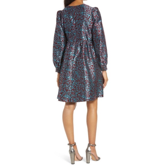 Halogen X Atlantic-Pacific Leopard Jacquard Long Sleeve Dress Size M - Picture 2 of 11